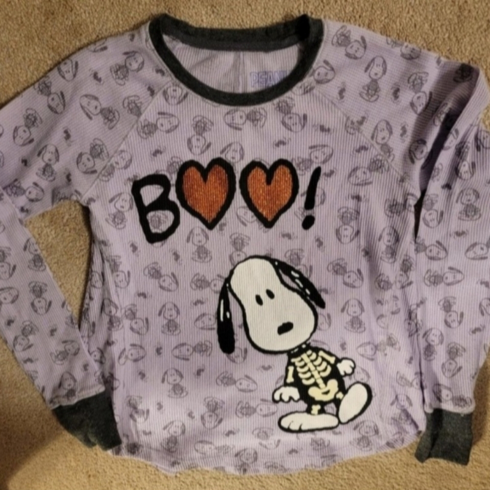 Kids Snoopy Halloween Long Sleeve Glow In Dark Shirt - Purple